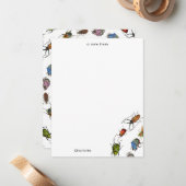 Kleurrijke  insecten & kevers Patroon Notitiekaartje (Voorkant / Achterkant in situ)