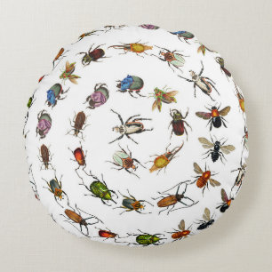 Kleurrijke  insecten & kevers Patroon Rond Kussen