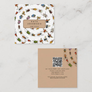 Kleurrijke  insecten & kevers Patroon Vierkante Visitekaartje