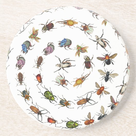 Kleurrijke  insecten & kevers Patroon Zandsteen Onderzetter (Voorkant)