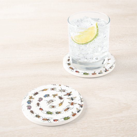 Kleurrijke  insecten & kevers Patroon Zandsteen Onderzetter (Zijkant)