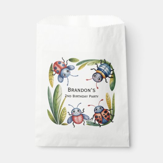 Kleurrijke insectenbeestjes 2e. verjaardagsfeestje bedankzakje (Voorkant)