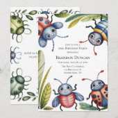 Kleurrijke insectenbeestjes 2e. verjaardagsfeestje kaart (Voorkant / Achterkant)