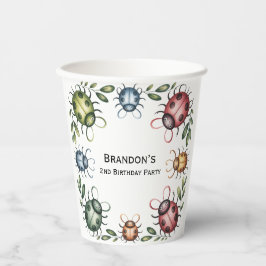 Kleurrijke insectenbeestjes 2e. verjaardagsfeestje papieren bekers
