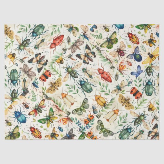 Kleurrijke Insectencollage Decoupage Tissuepapier (Voorkant)