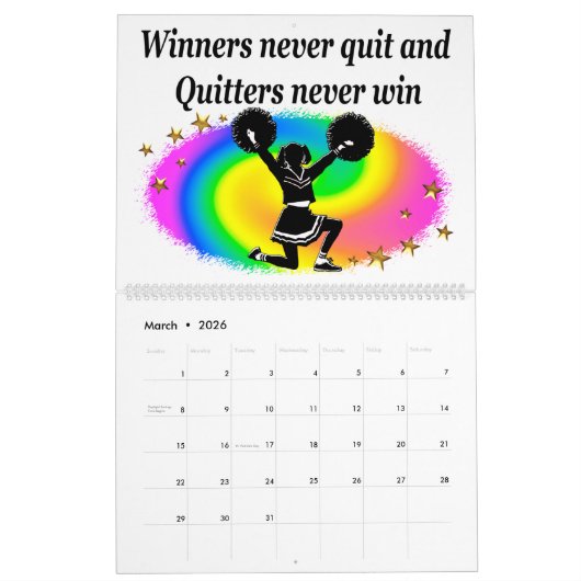 KLEURRIJKE INSPIREREND QUOTE CHEERLEADERKALENDER KALENDER (Mar 2026)