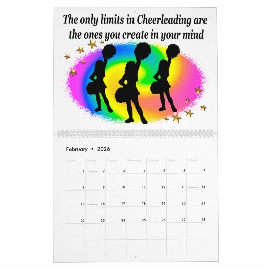 KLEURRIJKE INSPIREREND QUOTE CHEERLEADERKALENDER KALENDER (Feb 2026)