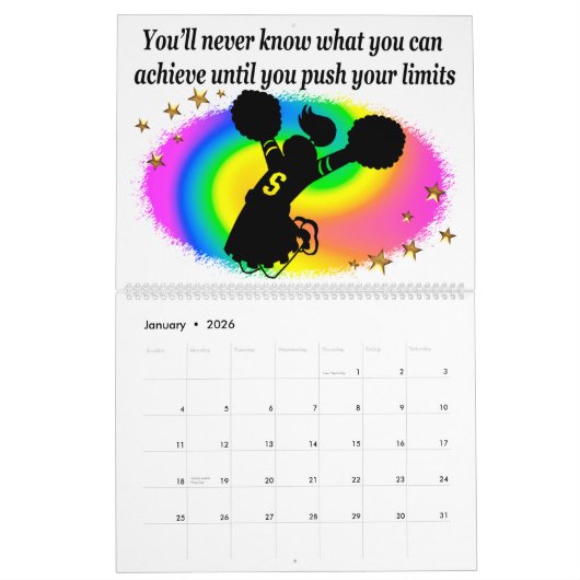 KLEURRIJKE INSPIREREND QUOTE CHEERLEADERKALENDER KALENDER (Jan 2026)