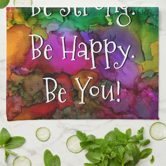 Kleurrijke Inspirerend Woorden Keukendoek Theedoek (Gevouwen)