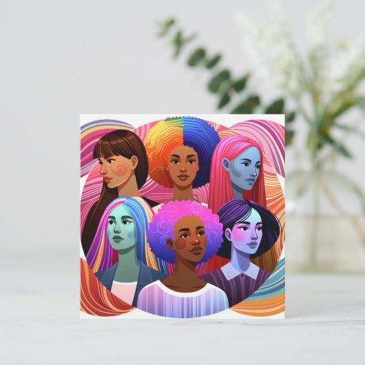 Kleurrijke Internationale Vrouwendag Kunst (Staand voorkant)