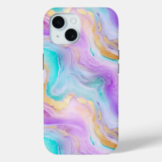 Kleurrijke iPhone 15 Hoesje Agaat Vibrant Marbled 