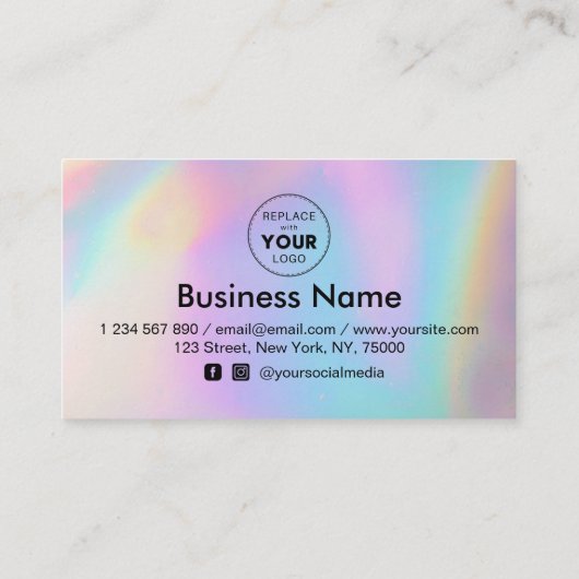 Kleurrijke Iridescent en zwarte harten Voeg Logo m Klantenkaartje (Achterkant)