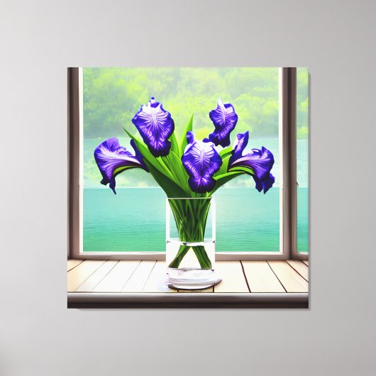 Kleurrijke Iris Glass Vase door Windows Canvas Afd (Voorkant)