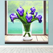 Kleurrijke Iris Glass Vase door Windows Canvas Afd (Insitu (Houten vloer))