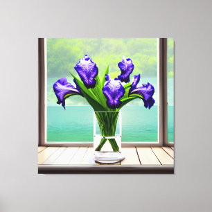 Kleurrijke Iris Glass Vase door Windows Canvas Afd Afdruk