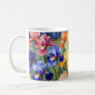 Kleurrijke iris tuin koffiemok