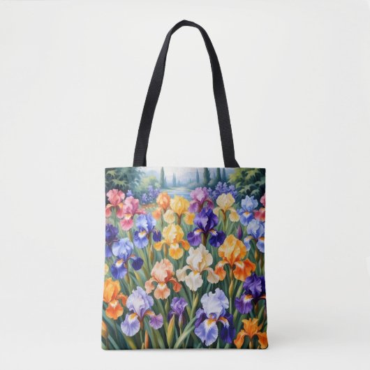 Kleurrijke iris tuin tote bag (Voorkant)