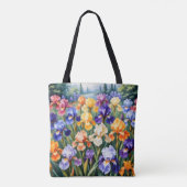 Kleurrijke iris tuin tote bag (Achterkant)