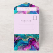 Kleurrijke iriserende Abstract Art Fluid Wedding All In One Uitnodiging (Buitenkant)