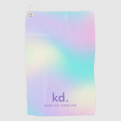 Kleurrijke iriserende achtergrond monogram golfhanddoek (Voorkant)