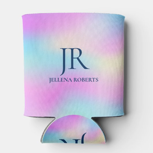 Kleurrijke iriserende holografische achtergrond 4 blikjeskoeler (Achterkant)