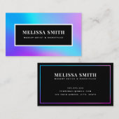 Kleurrijke iriserende holografische paarse eenhoor visitekaartje (Voorkant / Achterkant)