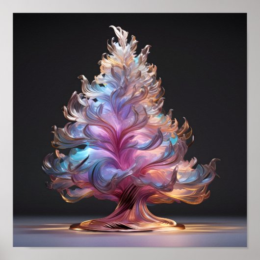 Kleurrijke iriserende kerstboom poster (Voorkant)