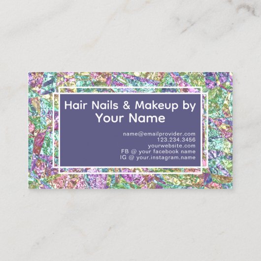 Kleurrijke iriserende Opal Marble Sparkle Glitter Visitekaartje (Achterkant)