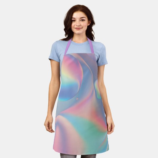 Kleurrijke iriserende psychedelische  bubbels schort (Gedragen)
