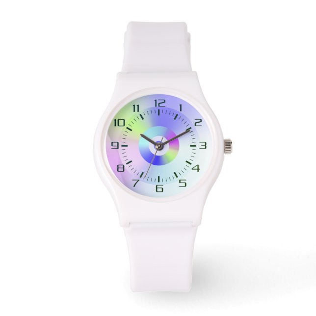 Kleurrijke iriserende regenboog goede vibes gradië horloge (Voorkant)