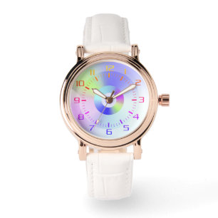 Kleurrijke iriserende regenboog goede vibes gradië horloge