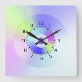 Kleurrijke iriserende regenboog goede vibes gradië vierkante klok