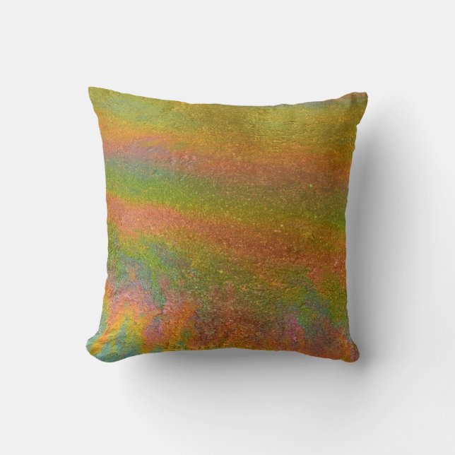 Kleurrijke Iriserende Regenboog Olievlek Kussen (Voorkant)