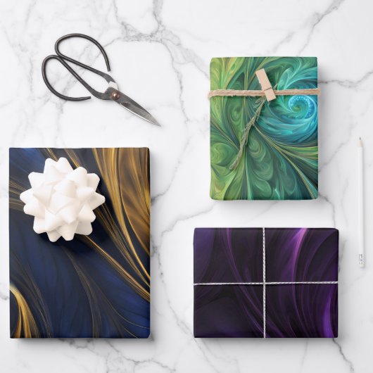 Kleurrijke iriserende wervelpatronen inpakpapier (Voorkant)