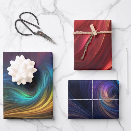 Kleurrijke iriserende wervelpatronen inpakpapier vel (Voorkant)