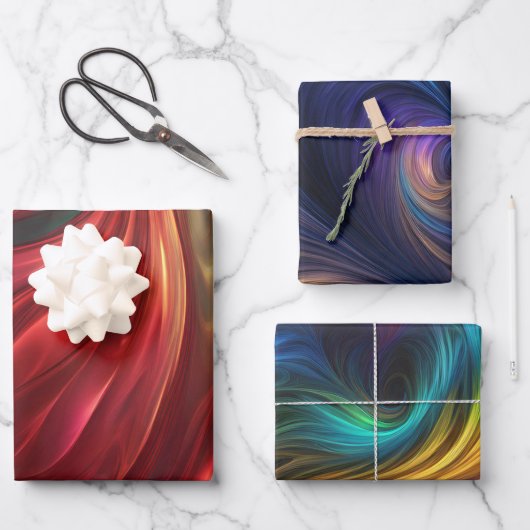 Kleurrijke iriserende wervelpatronen inpakpapier vel (Voorkant)