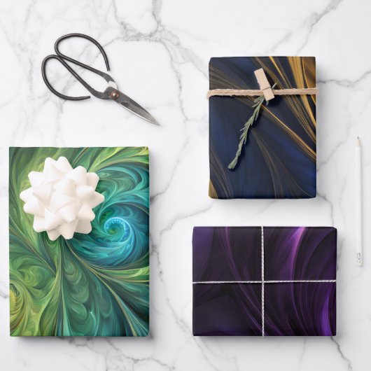 Kleurrijke iriserende wervelpatronen inpakpapier vel (Voorkant)