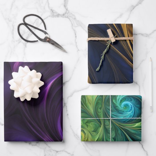 Kleurrijke iriserende wervelpatronen inpakpapier vel (Voorkant)