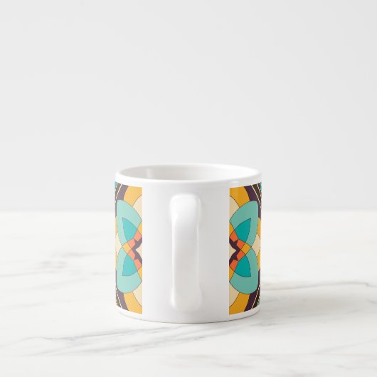 Kleurrijke islamitisch geïnspireerde patchwork teg espresso kop (Achterkant)