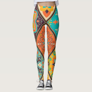 Kleurrijke islamitisch geïnspireerde patchwork teg leggings