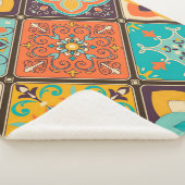 Kleurrijke islamitisch geïnspireerde patchwork teg sherpa deken (3/4)