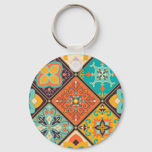 Kleurrijke islamitisch geïnspireerde patchwork teg sleutelhanger