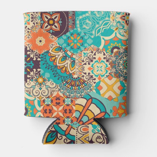 Kleurrijke Islamitische Patchwork Tegel Blikjeskoeler (Voorkant)