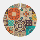 Kleurrijke Islamitische Patchwork: Tegel. Glas Ornament (Achterkant)