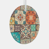 Kleurrijke Islamitische Patchwork: Tegel. Glas Ornament (Voorkant Rechts)