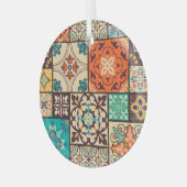 Kleurrijke Islamitische Patchwork: Tegel. Glas Ornament (Voorkant links)