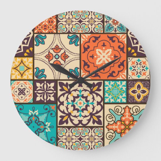 Kleurrijke Islamitische Patchwork: Tegel. Grote Klok (Voorkant)