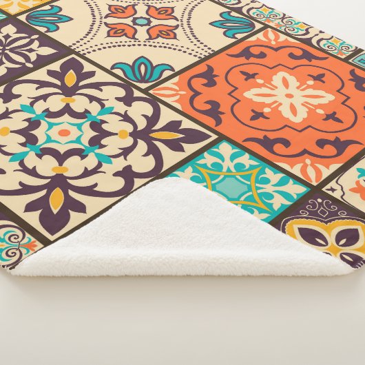 Kleurrijke Islamitische Patchwork:  Tegel. Sherpa Deken (3/4)