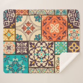 Kleurrijke Islamitische Patchwork: Tegel. Sherpa Deken (Voorkant (horizontaal))