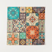 Kleurrijke Islamitische Patchwork: Tegel. Wandkleed (Voorkant (horizontaal))